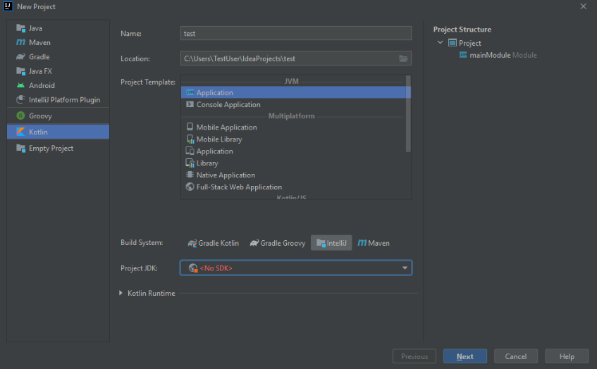 Select Kotlin Project