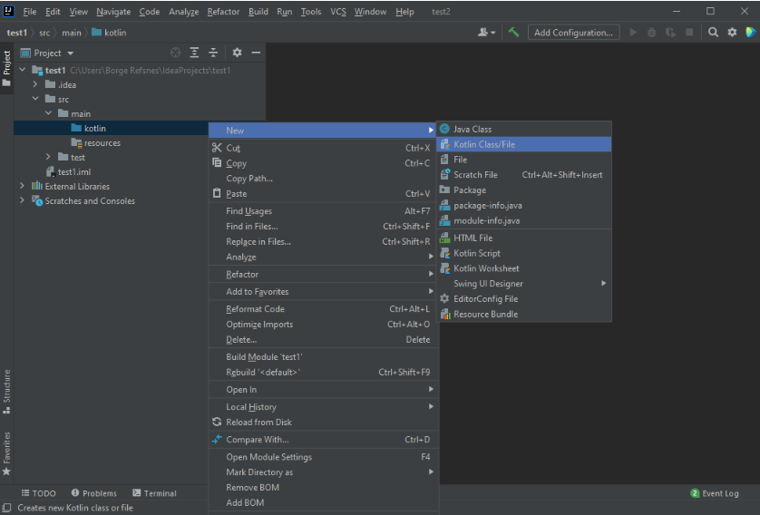Create Kotlin File